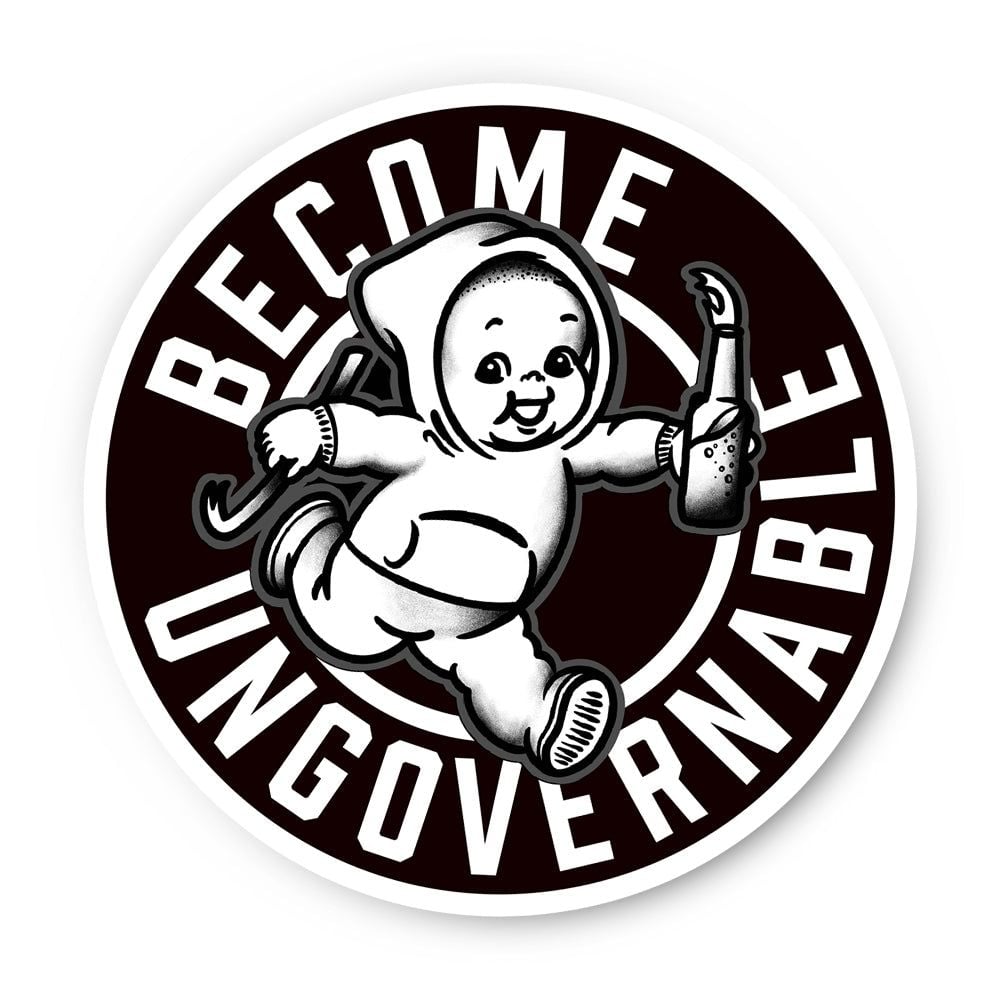 BECOME UNGOVERNABLE Sticker – 4" Round Kewpie Doll Protest Vinyl Decal